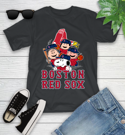 MLB Boston Red Sox Snoopy Charlie Brown Woodstock The Peanuts Movie Baseball T Shirt Youth T-Shirt