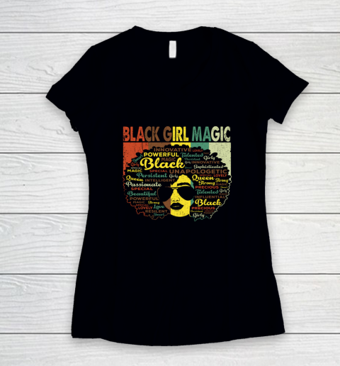 Black Girl, Women Shirt Proud Juneteenth Black Girl Magic Black History Month Women's V-Neck T-Shirt