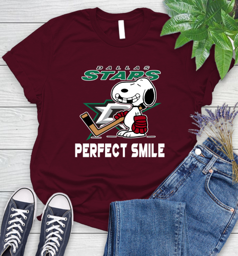 NHL Dallas Stars Snoopy Perfect Smile The Peanuts Movie Hockey T Shirt Women's T-Shirt 7