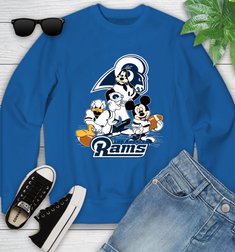 NFL Los Angeles Rams Mickey Mouse Donald Duck Goofy Football Shirt Youth Sweatshirt 7