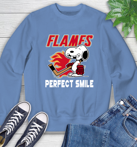 NHL Calgary Flames Snoopy Perfect Smile The Peanuts Movie Hockey T Shirt Sweatshirt 11