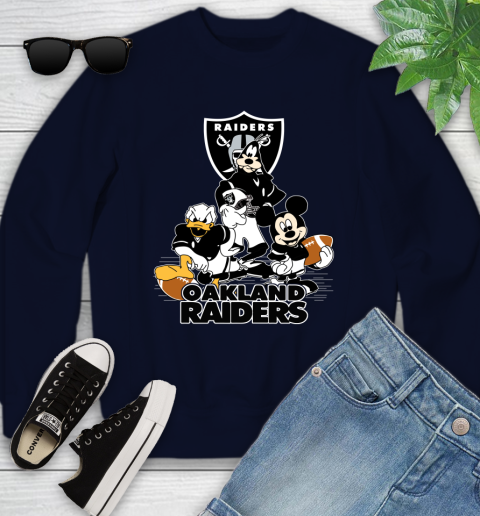 NFL Oakland Raiders Mickey Mouse Donald Duck Goofy Football Shirt Youth Sweatshirt