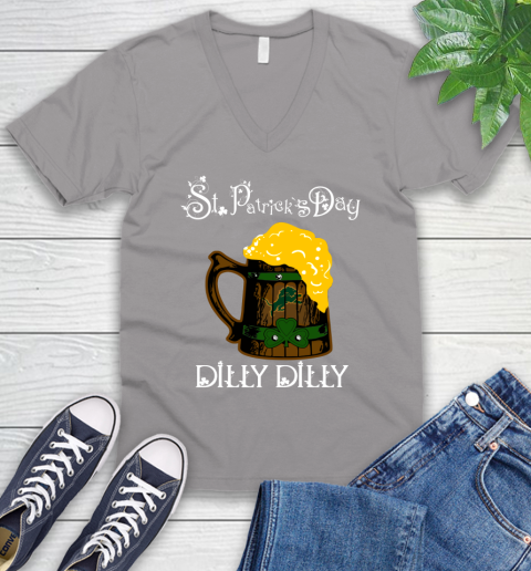 NFL Detroit Lions St Patrick's Day Dilly Dilly Beer Football Sports V-Neck T-Shirt 3