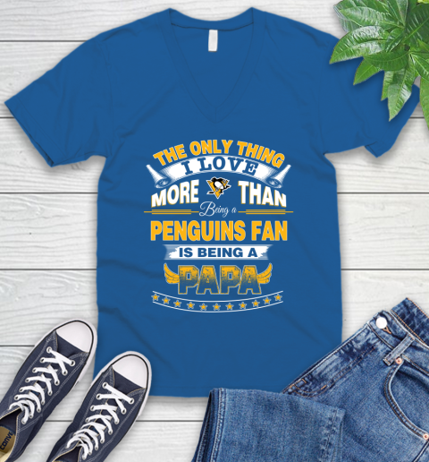 NHL The Only Thing I Love More Than Being A Pittsburgh Penguins Fan Is Being A Papa Hockey V-Neck T-Shirt 5