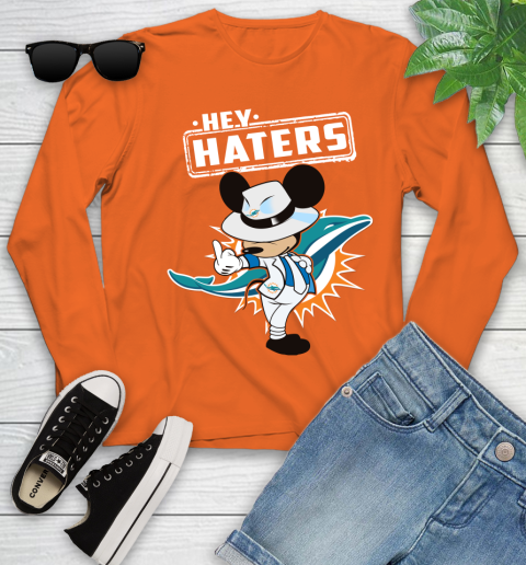 NFL Hey Haters Mickey Football Sports Miami Dolphins Youth Long Sleeve 3