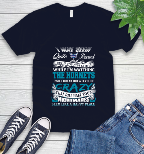 Charlotte Hornets NBA Basketball Don't Mess With Me While I'm Watching My Team V-Neck T-Shirt 2