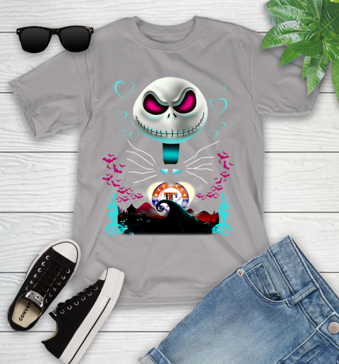 MLB Texas Rangers Jack Skellington Sally The Nightmare Before Christmas Baseball Youth T-Shirt 4
