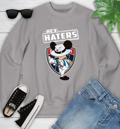 NHL Hey Haters Mickey Hockey Sports Florida Panthers Youth Sweatshirt 3