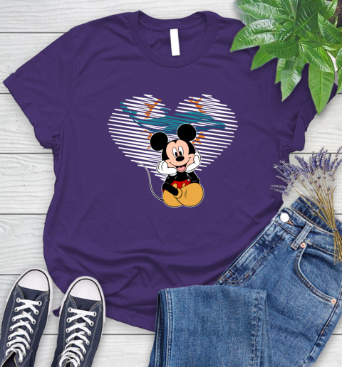 NFL Miami Dolphins The Heart Mickey Mouse Disney Football T Shirt_000 Women's T-Shirt 4