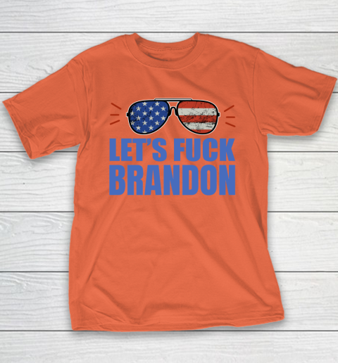 Let's Fuck Brandon US Flag Sunglasses Youth T-Shirt 2