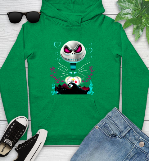 NFL Pittsburgh Steelers Jack Skellington Sally The Nightmare Before Christmas Football Youth Hoodie 9