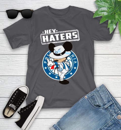 NBA Hey Haters Mickey Basketball Sports Philadelphia 76ers Youth T-Shirt 6