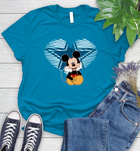 NFL Dallas Cowboys The Heart Mickey Mouse Disney Football T Shirt_000 Women's T-Shirt 10