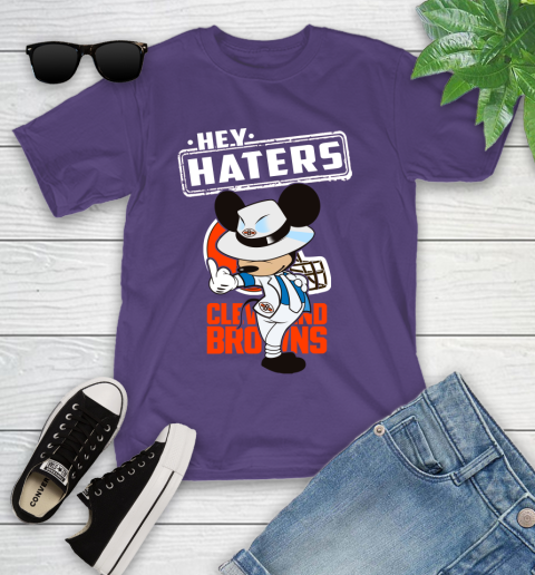 NFL Hey Haters Mickey Football Sports Cleveland Browns Youth T-Shirt 3