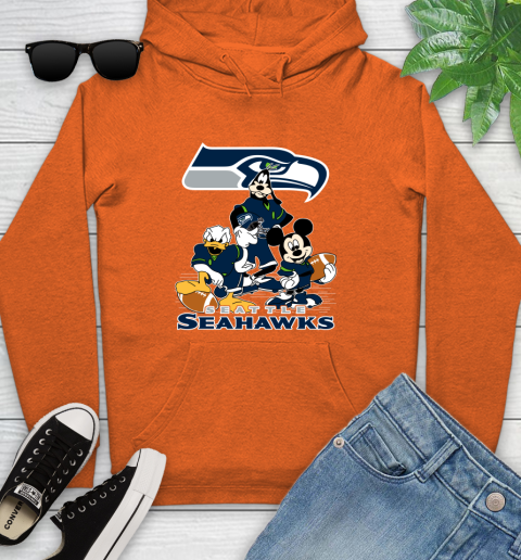 NFL Seattle Seahawks Mickey Mouse Donald Duck Goofy Football Shirt Youth Hoodie 4