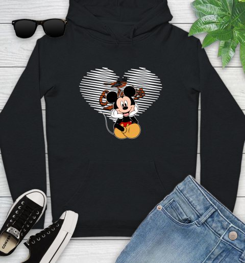 MLB Baltimore Orioles The Heart Mickey Mouse Disney Baseball T Shirt_000 Youth Hoodie