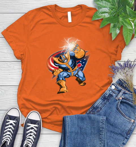 Columbus Blue Jackets NHL Hockey Thanos Avengers Infinity War Marvel Women's T-Shirt 3