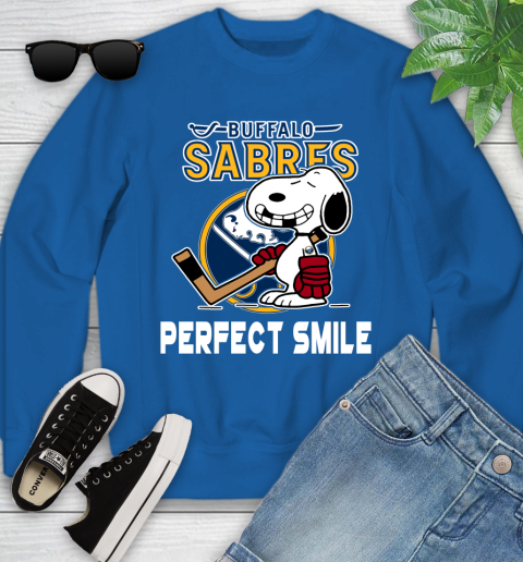 NHL Buffalo Sabres Snoopy Perfect Smile The Peanuts Movie Hockey T Shirt Youth Sweatshirt 7