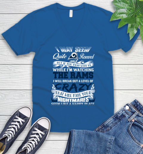 Los Angeles Rams NFL Football Don't Mess With Me While I'm Watching My Team V-Neck T-Shirt 5
