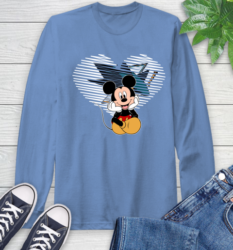 NHL San Jose Sharks The Heart Mickey Mouse Disney Hockey Long Sleeve T-Shirt 12