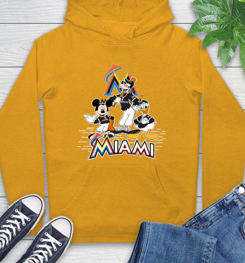MLB Miami Marlins Mickey Mouse Donald Duck Goofy Baseball T Shirt Hoodie 2