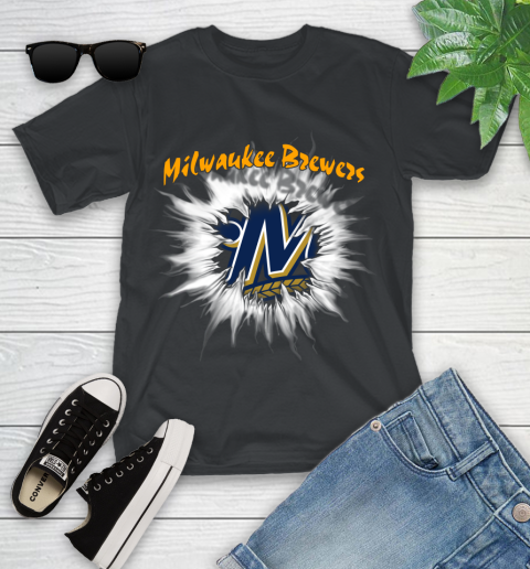 Milwaukee Brewers MLB Baseball Adoring Fan Rip Sports Youth T-Shirt