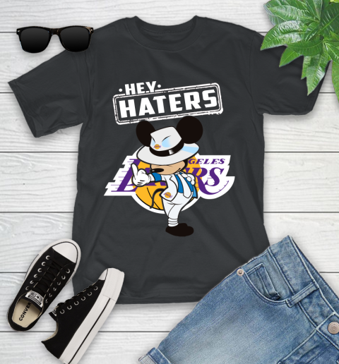 NBA Hey Haters Mickey Basketball Sports Los Angeles Lakers Youth T-Shirt