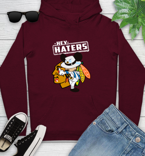 NHL Hey Haters Mickey Hockey Sports Chicago Blackhawks Youth Hoodie 7