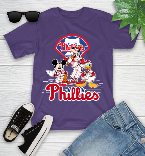 MLB Philadelphia Phillies Mickey Mouse Donald Duck Goofy Baseball T Shirt Youth T-Shirt 18