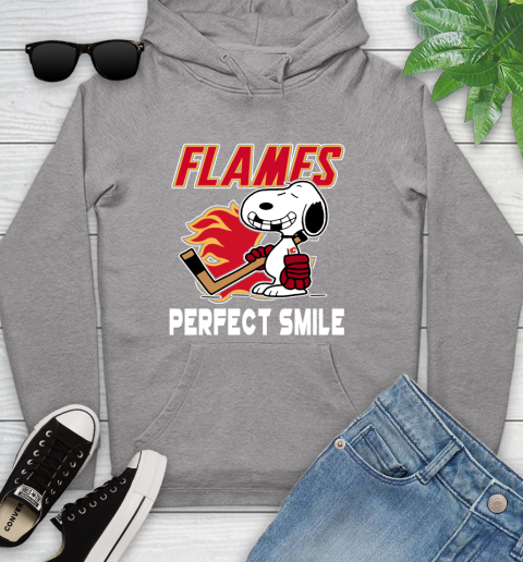 NHL Calgary Flames Snoopy Perfect Smile The Peanuts Movie Hockey T Shirt Youth Hoodie 6
