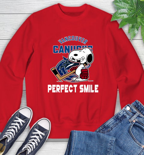 NHL Vancouver Canucks Snoopy Perfect Smile The Peanuts Movie Hockey T Shirt Sweatshirt 10