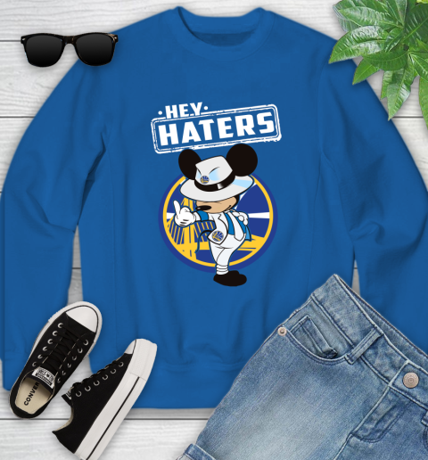 NBA Hey Haters Mickey Basketball Sports Golden State Warriors Youth Sweatshirt 7