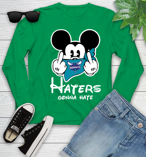 NBA Charlotte Hornets Haters Gonna Hate Mickey Mouse Disney Basketball T Shirt Youth Long Sleeve 7