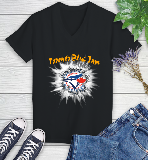 Toronto Blue Jays MLB Baseball Adoring Fan Rip Sports Women's V-Neck T-Shirt