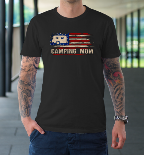 Camper USA Camping Mom American USA Flag T-Shirt