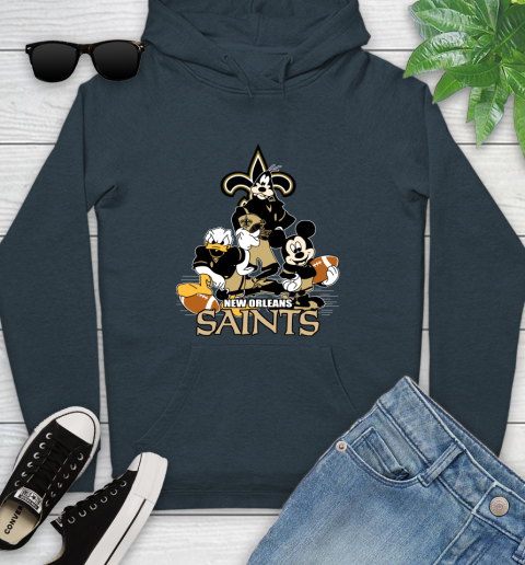 NFL New Orleans Saints Mickey Mouse Donald Duck Goofy Football Shirt Youth Hoodie 10