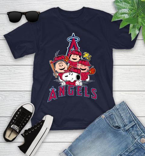 MLB Los Angeles Angels Snoopy Charlie Brown Woodstock The Peanuts Movie Baseball T Shirt_000 Youth T-Shirt 2