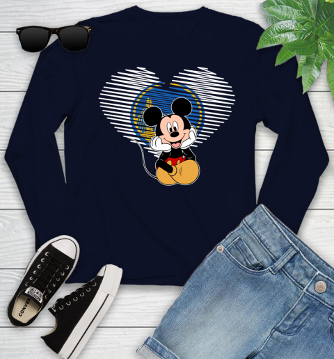 NBA Golden State Warriors The Heart Mickey Mouse Disney Basketball Youth Long Sleeve 2