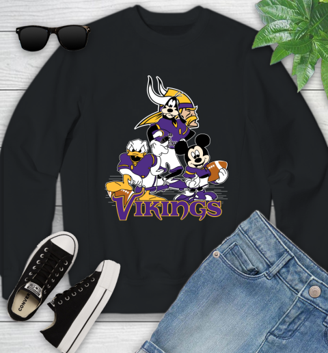 NFL Minnesota Vikings Mickey Mouse Donald Duck Goofy Football Shirt Youth Sweatshirt