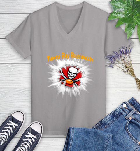 Tampa Bay Buccaneers NFL Football Adoring Fan Rip Sports Women's V-Neck T-Shirt 4
