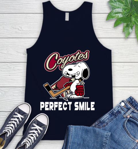 NHL Arizona Coyotes Snoopy Perfect Smile The Peanuts Movie Hockey T Shirt Tank Top 2