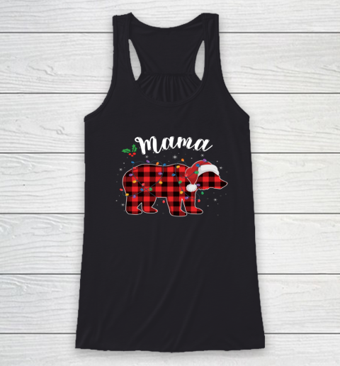 Mama Bear Buffalo Red Plaid Matching Family Christmas Pajama Racerback Tank