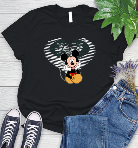 NFL New York Jets The Heart Mickey Mouse Disney Football T Shirt_000 Women's T-Shirt