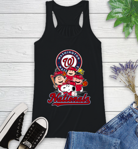 MLB Washington Nationals Snoopy Charlie Brown Woodstock The Peanuts Movie Baseball T Shirt_000 Racerback Tank