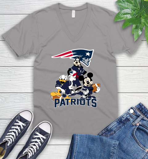 NFL New England Patriots Mickey Mouse Donald Duck Goofy Football Shirt V-Neck T-Shirt 3