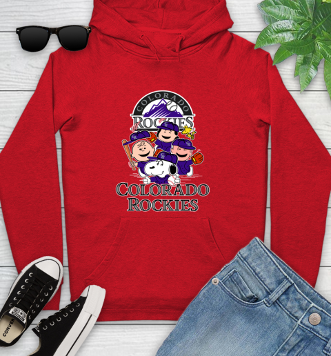 MLB Colorado Rockies Snoopy Charlie Brown Woodstock The Peanuts Movie Baseball T Shirt_000 Youth Hoodie 12