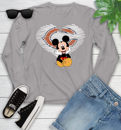 NFL Chicago Bears The Heart Mickey Mouse Disney Football T Shirt_000 Youth Long Sleeve 5