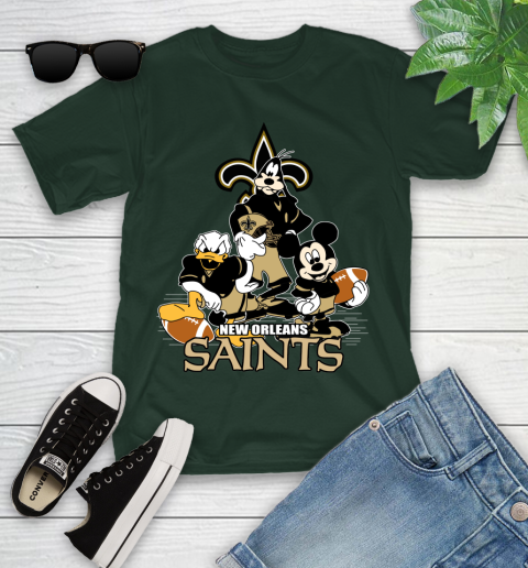 NFL New Orleans Saints Mickey Mouse Donald Duck Goofy Football Shirt Youth T-Shirt 5