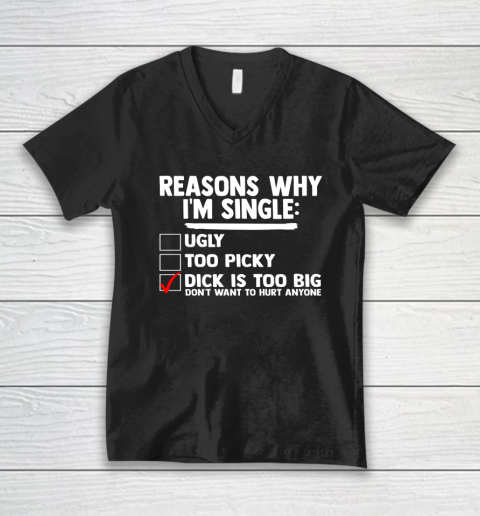 Bachelor Men's Shirt Rasons Why I'm Single Big Dick Fun Gift V-Neck T-Shirt