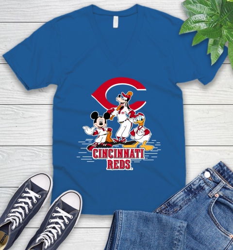 MLB Cincinnati Reds Mickey Mouse Donald Duck Goofy Baseball T Shirt V-Neck T-Shirt 5